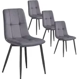 VASAGLE Esszimmerstuhl Samt schiefergrau 4er Set