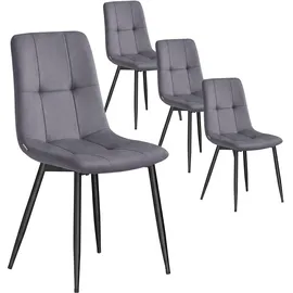 VASAGLE Esszimmerstuhl Samt schiefergrau 4er Set