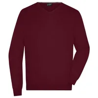 James & Nicholson V-Neck Pullover Klassischer Baumwoll-Pullover rot/weinrot, Gr.