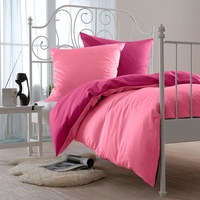 BettwarenShop Kissenbezug einzeln 80x80 cm  Uni Wendebettwäsche fresie-pink