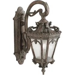 Außenleuchte Wandlampe Laterne ALU Glas 2 Flammig H 61 cm Antik handgefertigt