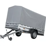 GARDEN TRAILER 264 KIPP MIT STÜTZRAD, H1100-HOCHSPRIEGEL UND GRAUER PLANE