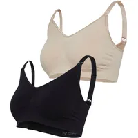 Carriwell 2-Pack Nahtloser Original Schwangerschafts- & Still-BH ohne Bügel, Äußerst komfortabel, Atmungsaktiver Mikrostoff, Weich & Nahtlos, inkl. BH-Verlängerung, Passt sich Brustveränderungen an SM - S-M