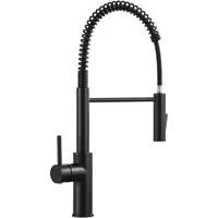 CECIPA Hochdruck Wasserhahn Küche Schwarz mit 2 Strahlarten, Hoher Bogen Küchenarmatur mit Herunterziehen Brause, Spiralfeder Armatur Küche Schwarz 360° Drehbar, Einhebel Spültischarmatur mit Brause