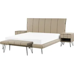 Schlafzimmer komplett Set 4-teilig beige 160 x 200 cm BETIN