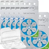 60x Power One 675 Hörgerätebatterien 10x6er Blister PR44 Blau 24600 + Aufbewahrungsbox für 2 Hörgerätebatterien (10, 13, 312, 675), Batteriebox für 2 Knopfzellen bis 12 mm x 6 mm (Ø x H)