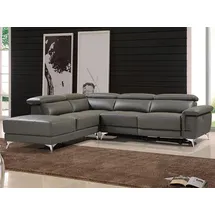 vente-unique Relaxsofa Ecksofa Leder elektrisch - Ecke Links - Anthrazit - PASCALINE