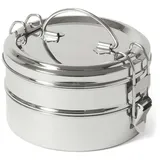 Eco Brotbox | Tiffin Double XL | runde Lunchbox aus Edelstahl mit 2 Lagen | 1400 ml