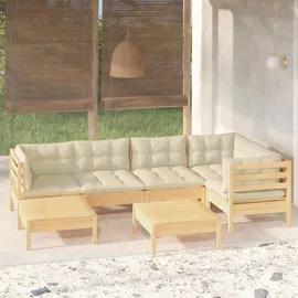vidaXL Garten-Lounge-Set 7-tlg. creme Kiefer