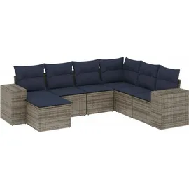 vidaXL Gartensofa-Set 7-tlg. grau Polyrattan