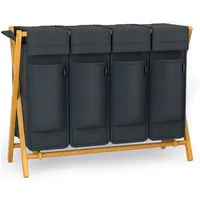 AdelDream Wäschekorb 2 Fächer 100 L Bambus Wäschesammler für Schmutzwäsche Wäschesortierer Holz Wäschebox laundry baskets Wäschesammler mit Deckel X-förmige Bambusregale