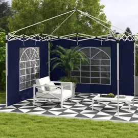 Outsunny Seitenwände für Pavillon 3 x 3/3 x 6 m 2 Stück 1,95 x 1,90 m Blau
