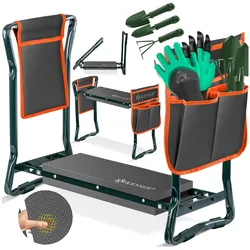 KESSER® 2 in 1 XXL Kniebank für Gartenarbeit Gepolstert Sitzunterlage Eva-Schaumkissen Gartenhocker Klappbar Inkl. 2x Werkzeugtasche Gartenbank Höhenverstellbar 60 x 50 x 27 cm bis 150 kg