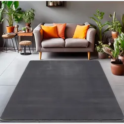 Teppich AYYILDIZ TEPPICHE "LUXY 5200", grau, B:200cm H:13mm L:290cm, Polyester, Teppiche, sehr weiche Oberfläche, pflegeleicht, Kurzflorteppich