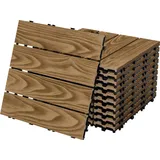 ECD Germany WPC Terrassenfliesen 30x30 cm 55er Spar Set für 5m2 Teak in Holzoptik, Bodenbelag mit Drainage und Klicksystem, Terrassendielen - Naturbelassen