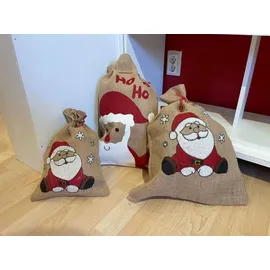 Riffelmacher & Weinberger Riffelmacher Nikolaus Jutesack 25 x 35 cm "Süßer Santa" 19530 | Natur Rot - Beige