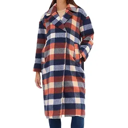 2in1 Mantel karierter Damen Mantel Umstandsmode Schwangerschafts-Jacke nachhaltige Jacke 943562 Blau/Rot/Beige - 36