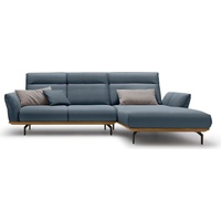 hülsta sofa Ecksofa hs.460, Sockel in Nussbaum, Winkelfüße in Umbragrau, Breite 298 cm blau|grau