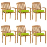 vidaXL Stapelbare Gartenstühle mit Kissen 6 St. beige/grün