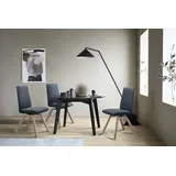 Polsterstuhl STRESSLESS "Laurel", blau (oxford blau paloma, schwarz), B:49cm H:92cm T:59cm, Leder PALOMA: PALOMA ist ein durchgefärbtes Semianilin-Möbelleder mit natürlicher Narbung., Stühle, Polsterstuhl, Low Back, Größe M, mit schräggestellten Beinen in Schwarz