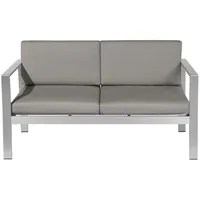Beliani Gartensofa dunkelgrau Metall, 142x80x70 cm, Loungemöbel, Gartensofas