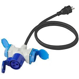 PRO PLUS Adapterkabel 150cm von Schuko Stecker nach 1xCEE 2xSchuko Steckdose