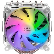 Mars Gaming MCPU-XT Weiß, CPU Kühlkörper, Dual Tower Kühlung, 6 HCT Heatpipes, TDP 300W, 2 ARGB PWM 12cm Lüfter