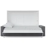 MAXIMAHOUSE Schrankbett horizontale mit Sofa Milo 23, Invento LED 140H Möbelset mit Lattenrost aus Holz, Wandklappbett 140x200 Erwachsene, modern Concept und Design, stabil und praktisch