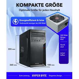 hyper byte Multi Office PC Intel Core i3 4,4 GHz 8 GB RAM 256 GB SSD NVIDIA GT 730 Win 11 Pro