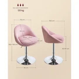VASAGLE Schminkstuhl Samt Rosa