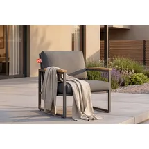 konsimo® Lounge-Sessel TRIBO Polyester/Schaumstoff 70 x 65 x 60 cm Grau mit Kissen