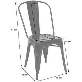 Mendler 4er-Set Stuhl HWC-A73, Bistrostuhl Stapelstuhl, Metall Industriedesign stapelbar ~ rot