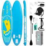 FunWater 10'6'' Aufblasbares Stand Up Paddle Board Ultraleichtes SUP mit ISUP 3 Finnen Verstellbarem Paddel Pumpe Rucksack Sicherheitsleine Sitz Komplett Set