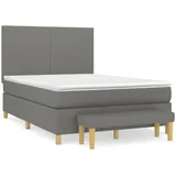 vidaXL Boxspringbett mit Matratze Dunkelgrau 140x200 cm Stoff