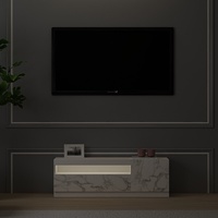 TV Lowboard rechts Weiß mit LED Wohnwand TV Schrank Wohnzimmer Unterschrank 9499