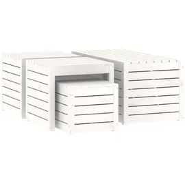 vidaXL 3-tlg. Gartenbox-Set Weiß Massivholz Kiefer