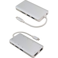 Helos Dockingstation - USB-C 3.1 Type-CTM St./HDMI/VGA/USB/LAN/AUDIO/SD, Premium - USB Hub, Silber