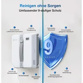 Ecovacs WINBOT Mini Fensterputzroboter, kompaktes Design, Doppel-Düsen mit Ultraschall-Zerstäubung, 9-Stufen-Schutzsystem, intelligente Pfadplanung, 3 Reinigungsmodi, Anti-Rutsch-System, Grau