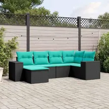 vidaXL Gartensofa-Set 6-tlg. schwarz