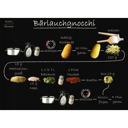 Postkarte Rezept- „Vegetarische Gerichte: Bärlauchgnocchi“ weiß