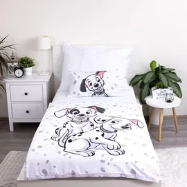 Jerry Fabrics 101 Dalmatiner für Kinder – Bettbezug 100x135 cm & Kissenbezug 40x60 cm - Weiß/Schwarz