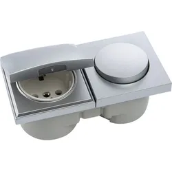 BERKER Berker Integro Pure Elemente chrom matt - Schalter, Steckdose mit Deckel , Steckdose polarweiß