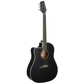 Stagg Cutaway Dreadnought-Gitarre für Linkshänder, Schwarz