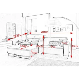 KAWOLA Sofa YORK Leder Recamiere bianco
