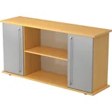 Aktenschrank Sideboard SB 2OH 2 Türen BxTxH 166,1x44,8x84cm Griff RE Buche/Silber silberfarben