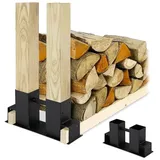 Relaxdays Holzstapelhilfe 16 x 34 x 10 cm schwarz 2er Set