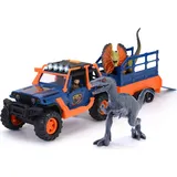 DICKIE Dino Commander Spielzeug-Auto inkl. Anhänger mit Figur und 2 Dinosaurier