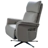 KAWOLA Relaxsessel NAMA Leder 78 x 111 x 86 cm Grau drehbar mit Kopfteil
