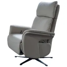 KAWOLA Relaxsessel NAMA Leder 78 x 111 x 86 cm Grau drehbar mit Kopfteil