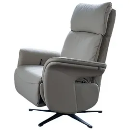 KAWOLA Relaxsessel NAMA Leder 78 x 111 x 86 cm Grau drehbar mit Kopfteil